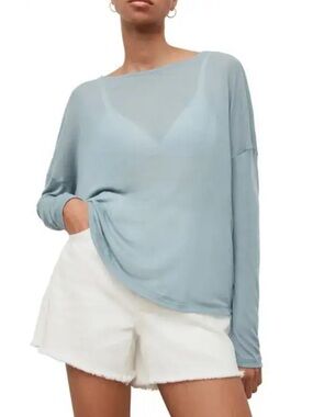 Allsaints Francesco Rita Long Sleeve Tee in Dusk Blue